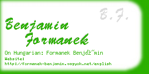 benjamin formanek business card